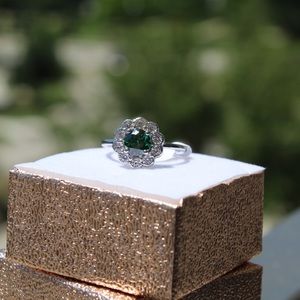 Green CZ silver ring